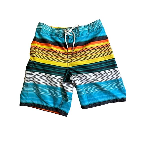 Just Bones Boardwear Boys Striped Boardshorts Size 32 Adjustable Waist 100% Poly - Picture 3 of 8